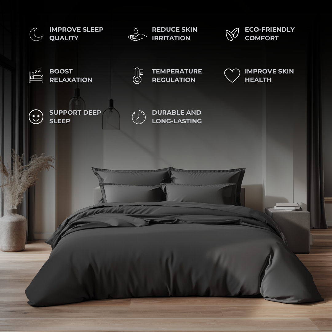 Midnight grey Eucalyptus Lyocell Bedding Set